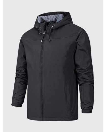 Men's Waterproof Rain Jacket with Hood and Lightweight Zip Design 1
