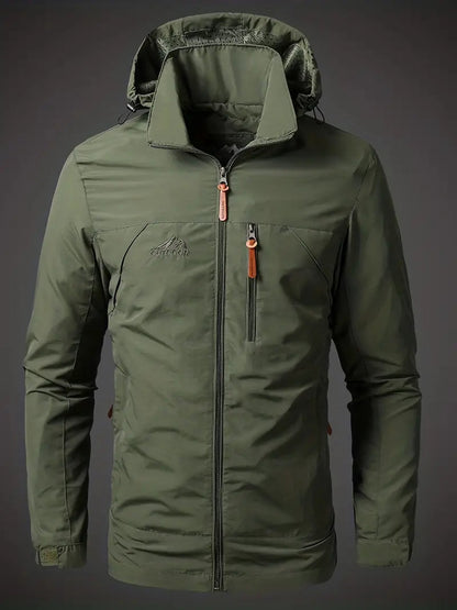 Waterproof Men's Rain Coat with Hood and Zip Pockets - Lusomart