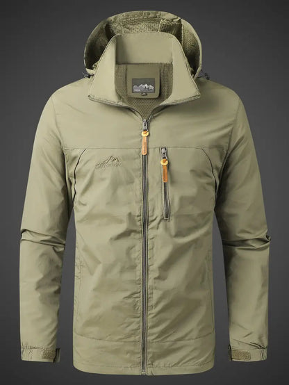 Men's Waterproof Rain Jacket with Hood and Zip Pockets for Outdoors 4