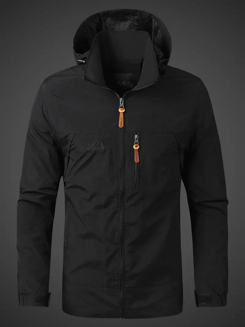 Men's Waterproof Rain Jacket with Hood and Zip Pockets for Outdoors 5