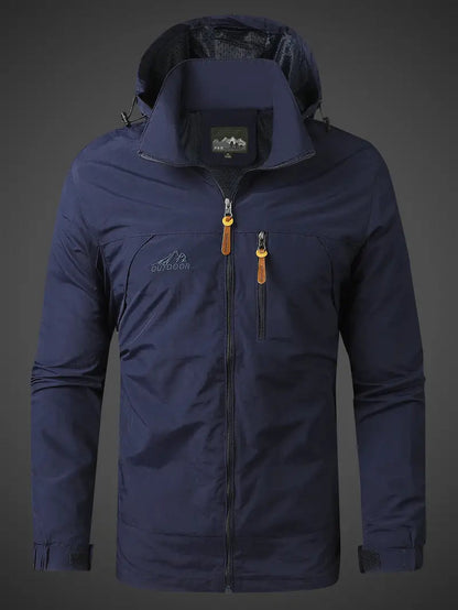 Men's Waterproof Rain Jacket with Hood and Zip Pockets for Outdoors 6