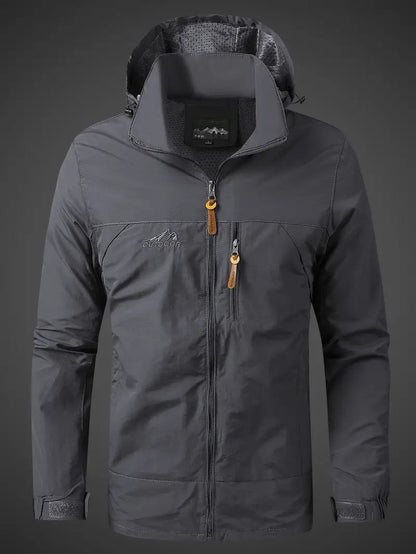 Men's Waterproof Rain Jacket with Hood and Zip Pockets for Outdoors 7