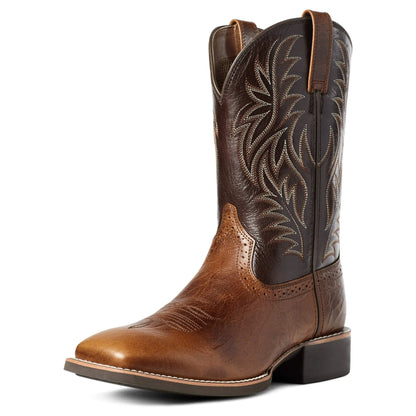 Men’s Western Cowboy Boots Embroidered Mid-Calf Classic Square Toe 4