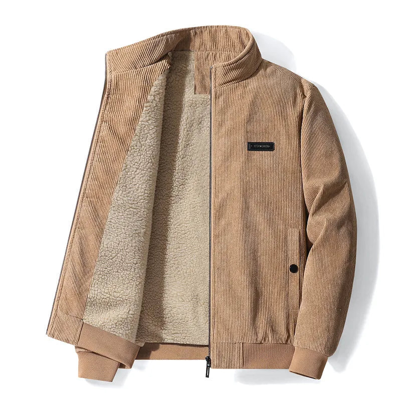 Men's Winter Jacket with Stand Collar Soft Lining and Zip Closure 1