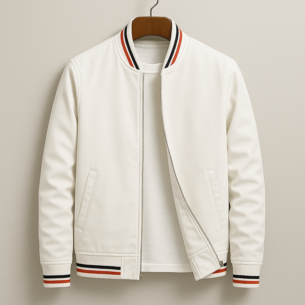 Men's Zip-Up Lightweight Bomber Jacket with Ribbed Trim 2