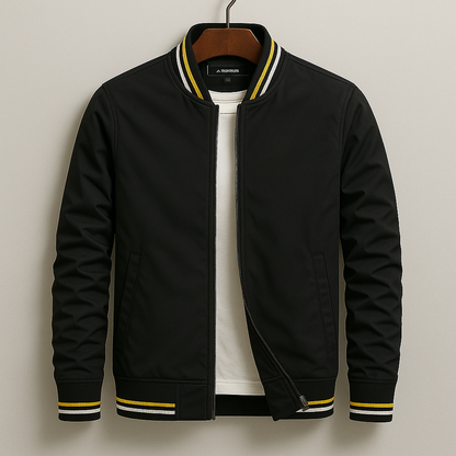 Men's Zip-Up Lightweight Bomber Jacket with Ribbed Trim 3