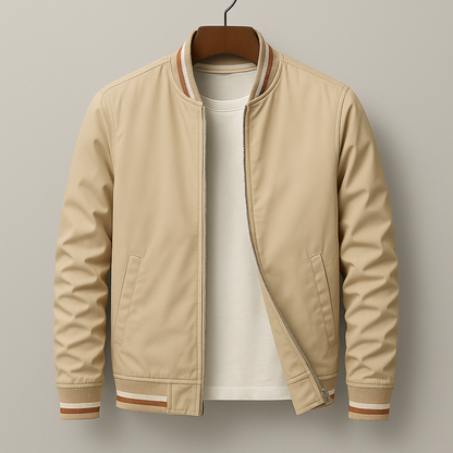 Men's Zip-Up Lightweight Bomber Jacket with Ribbed Trim 4