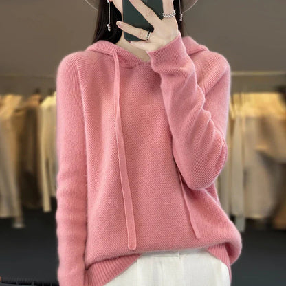 Cozy Merino Wool Hooded Sweater for Winter - Lusomart