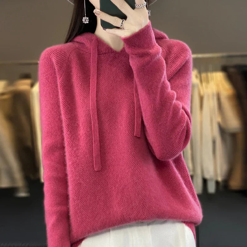 Merino Wool Sweater with High Collar & Hood – Elegant Comfort for Winter Wear 2
