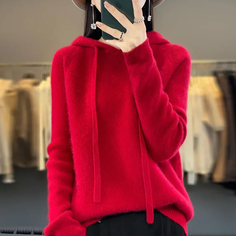 Merino Wool Sweater with High Collar & Hood – Elegant Comfort for Winter Wear 3