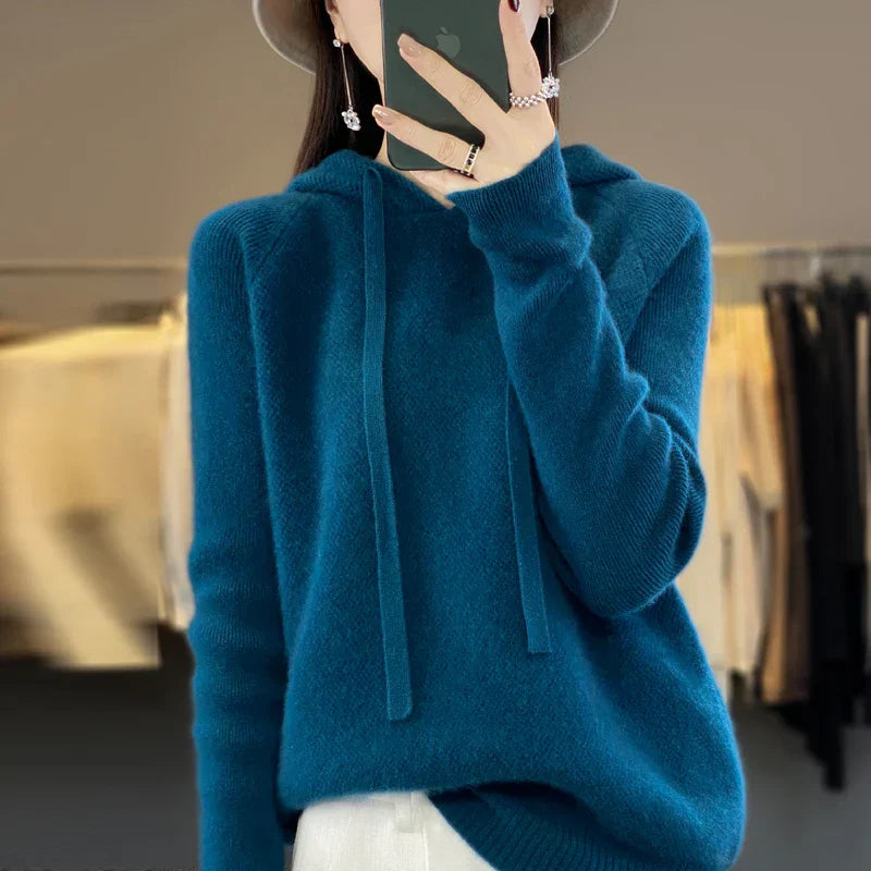 Merino Wool Sweater with High Collar & Hood – Elegant Comfort for Winter Wear 4