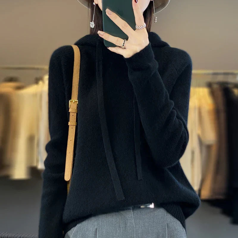 Merino Wool Sweater with High Collar & Hood – Elegant Comfort for Winter Wear 5