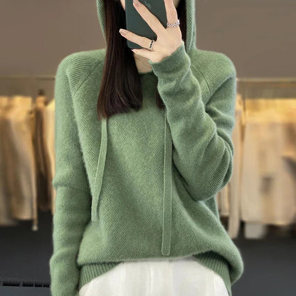 Merino Wool Sweater with High Collar & Hood – Elegant Comfort for Winter Wear 8