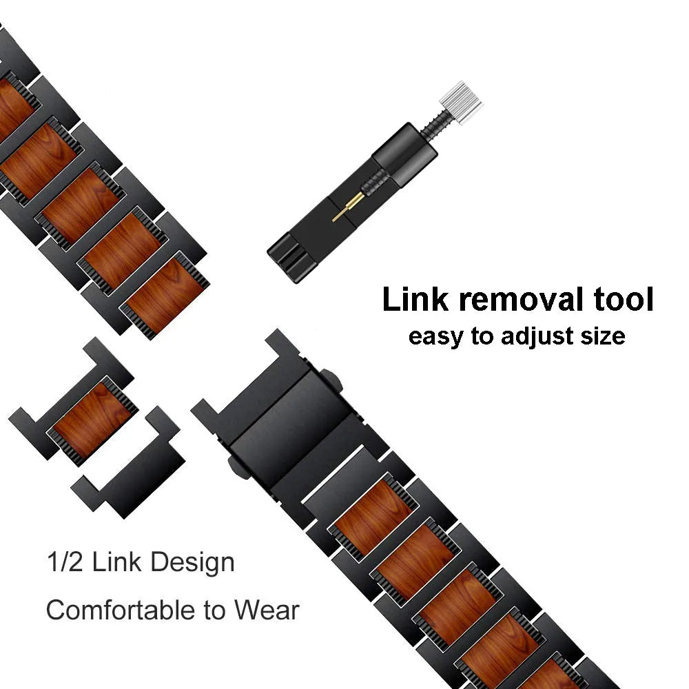 Brown Leather and Stainless Steel Watch Strap, Classic Style