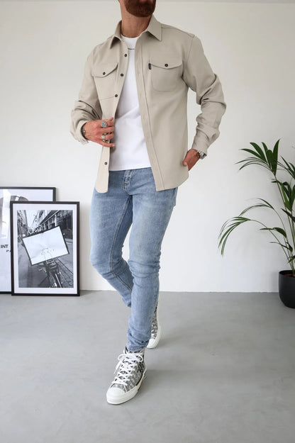 MetroShirt Jacket – A Buttoned Shirt Jacket for Men with Chest Pockets, blending sophisticated tailoring with casual comfort. 2