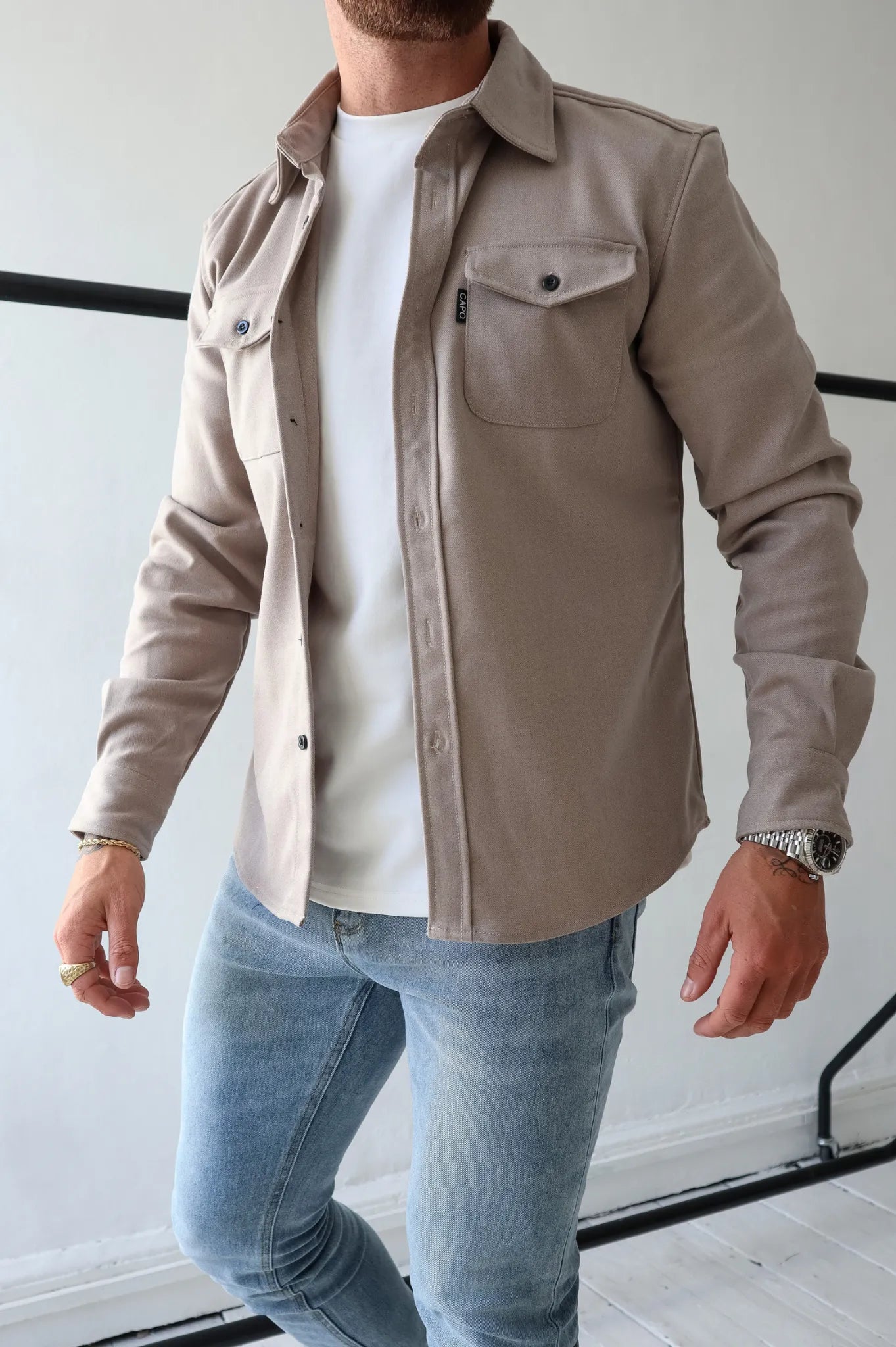 MetroShirt Jacket – A Buttoned Shirt Jacket for Men with Chest Pockets, blending sophisticated tailoring with casual comfort. 3