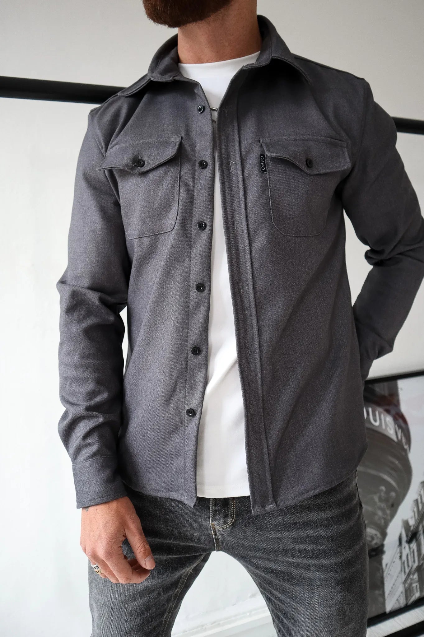 MetroShirt Jacket – A Buttoned Shirt Jacket for Men with Chest Pockets, blending sophisticated tailoring with casual comfort. 6