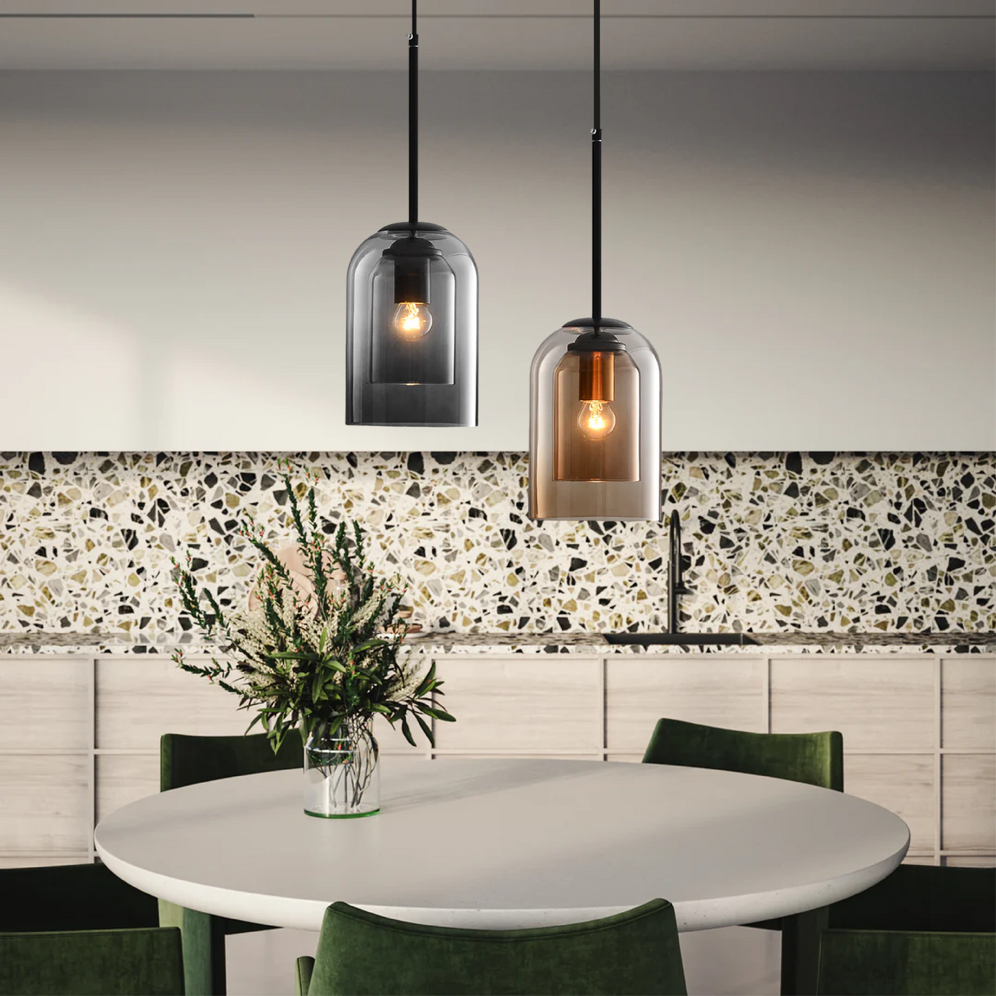 Classic Double Glass Pendant Ceiling Light Fixture