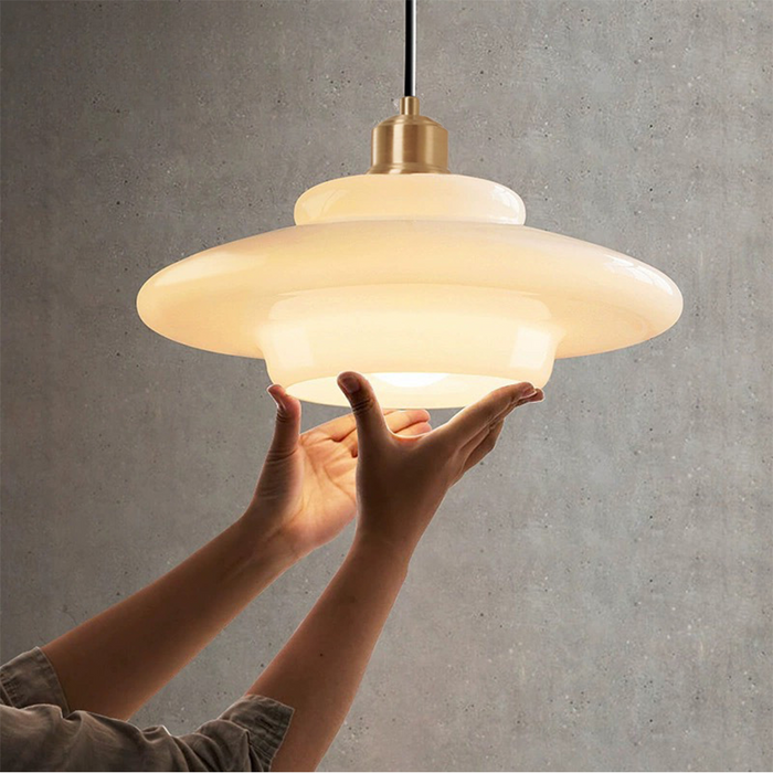 MilkGlass Glow – Soft Ivory Glass Pendant for Serene Ambiance 3