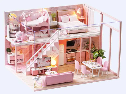 Small Wooden Doll House Kit with Accessories - Lusomart