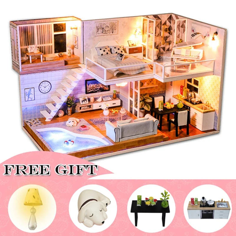 MiniWoodHaven™ – DIY Wooden Dollhouse with Furniture – Creative Gift Set 3