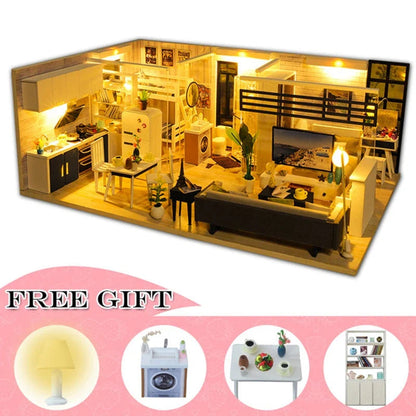 MiniWoodHaven™ – DIY Wooden Dollhouse with Furniture – Creative Gift Set 4
