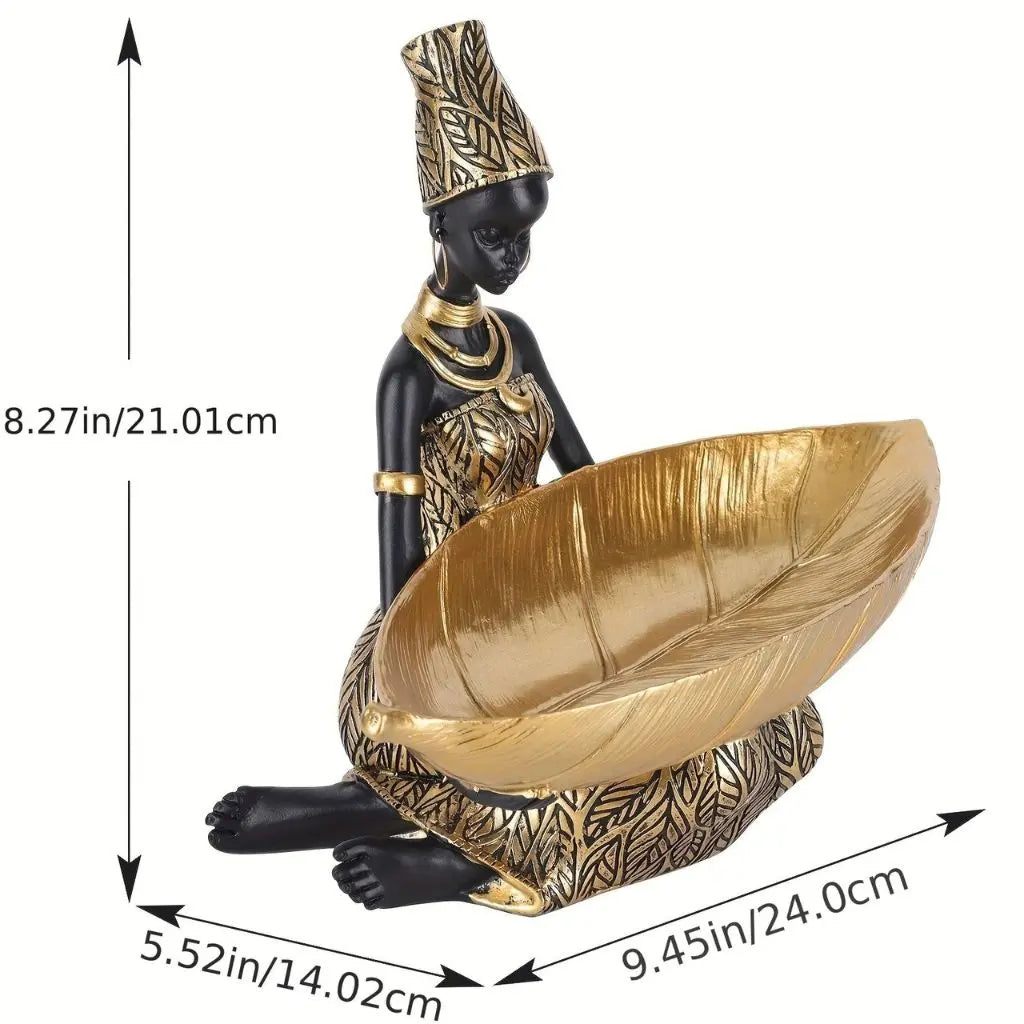 Mira Sculpture Storage Tray detail shot highlighting gold leaf-shaped bowl and artistic craftsmanship
