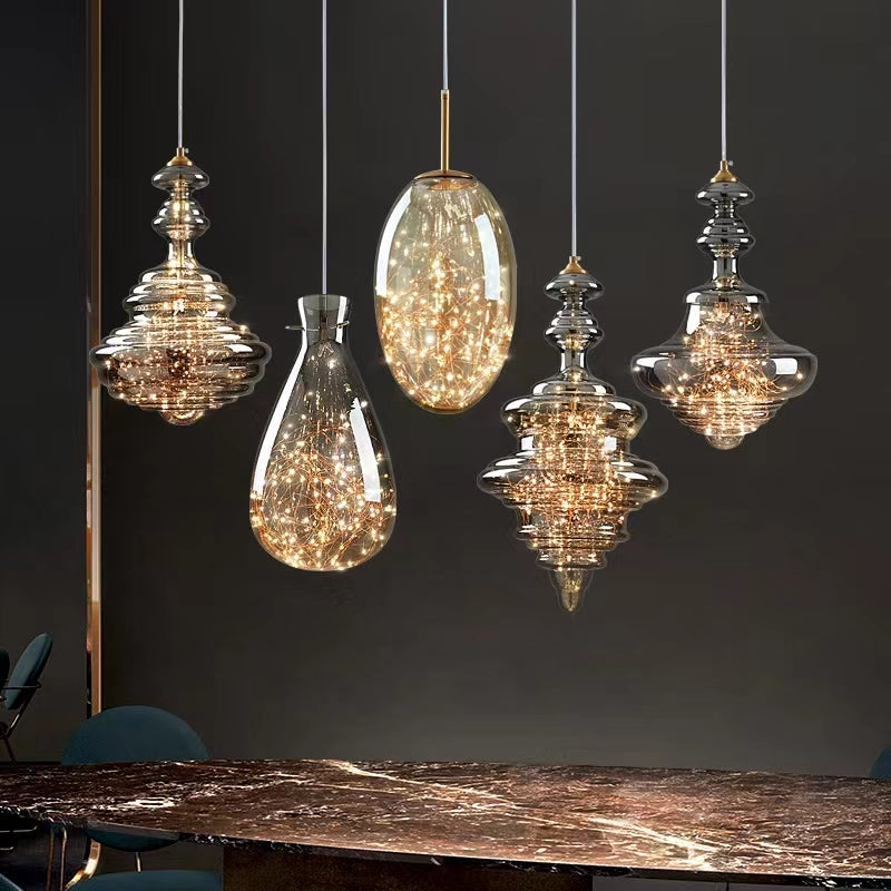 Elegant Silver Crystal Drop Pendant Light