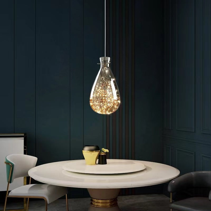 Elegant Silver Crystal Drop Pendant Light
