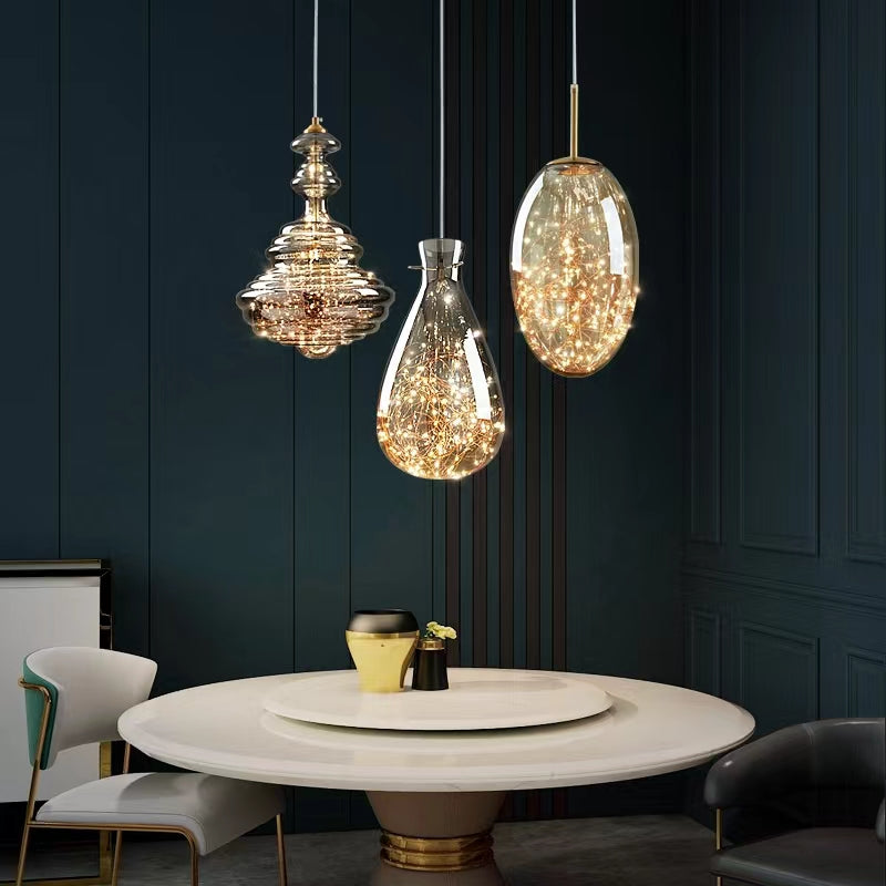 Elegant Silver Crystal Drop Pendant Light