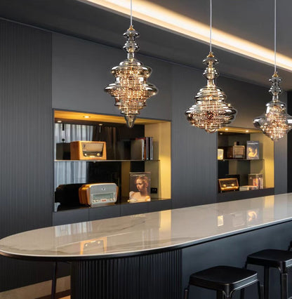 Elegant Silver Crystal Drop Pendant Light