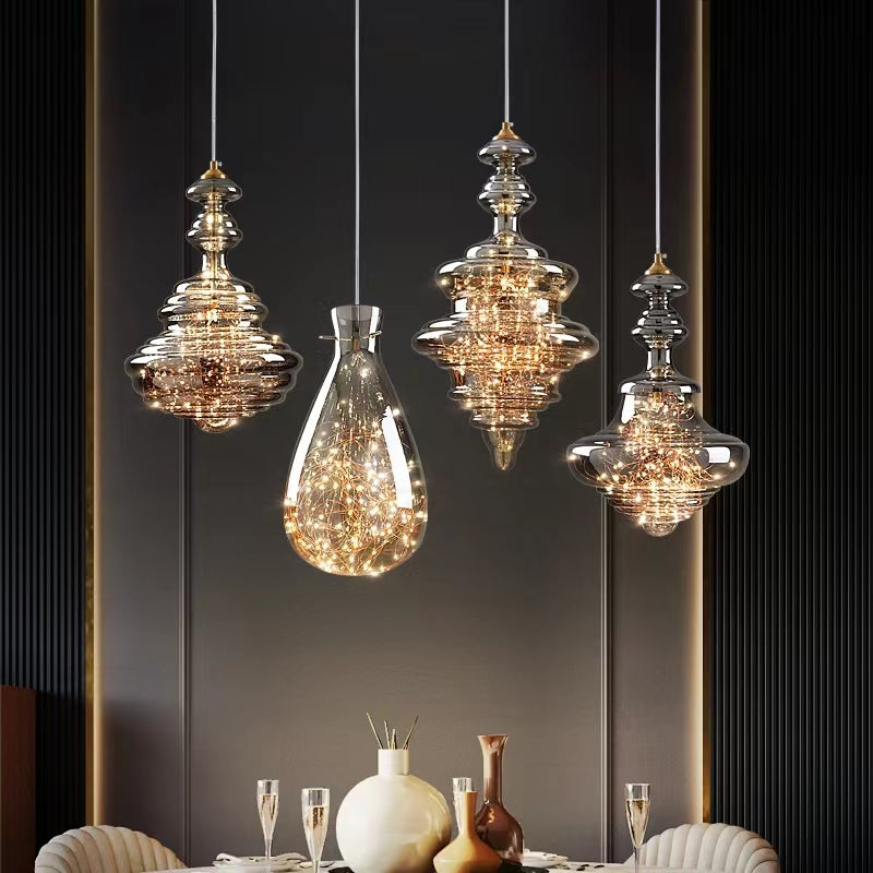 Elegant Silver Crystal Drop Pendant Light