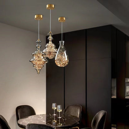 Elegant Silver Crystal Drop Pendant Light