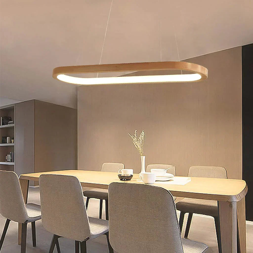 Simple Wooden Pendant Light, Adjustable Dining Lamp - Lusomart