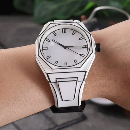 Sleek Black Leather Men's Minimalist Watch