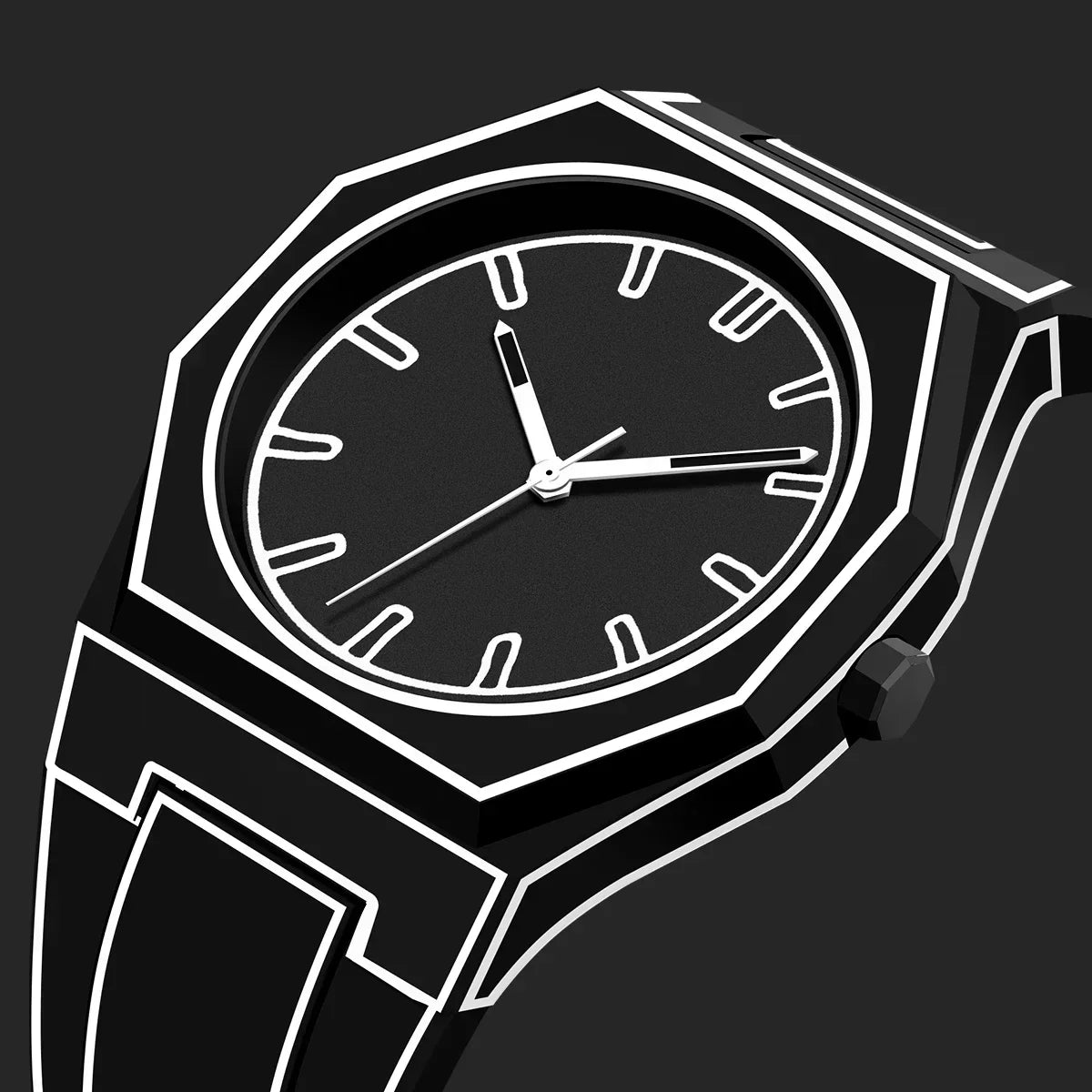 Sleek Black Leather Men's Minimalist Watch