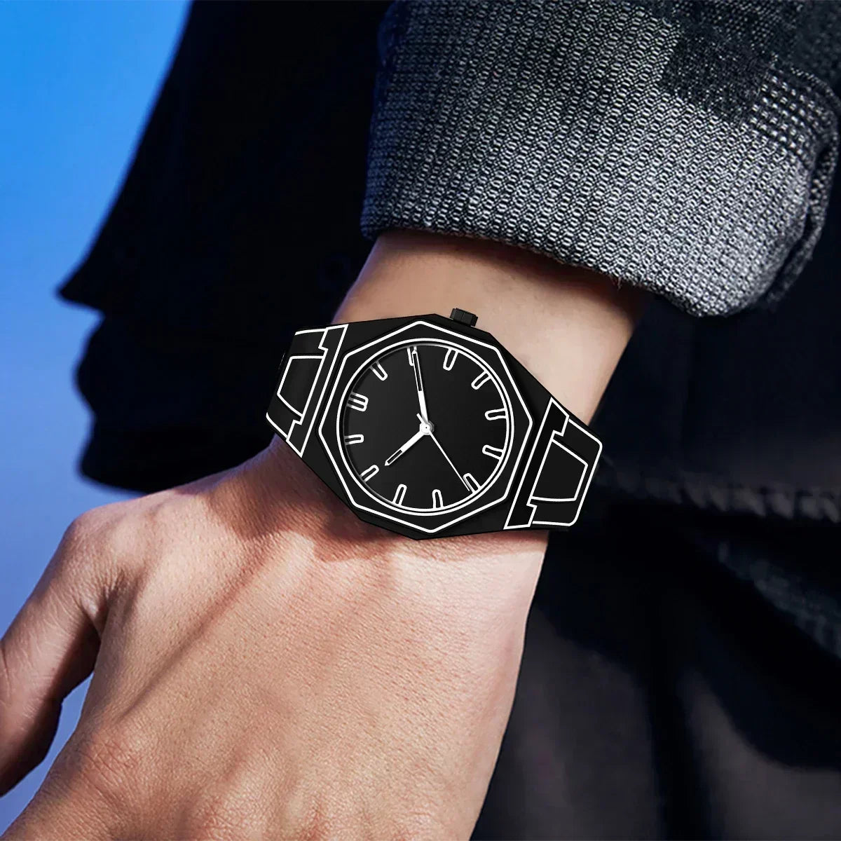 Sleek Black Leather Men's Minimalist Watch - Lusomart