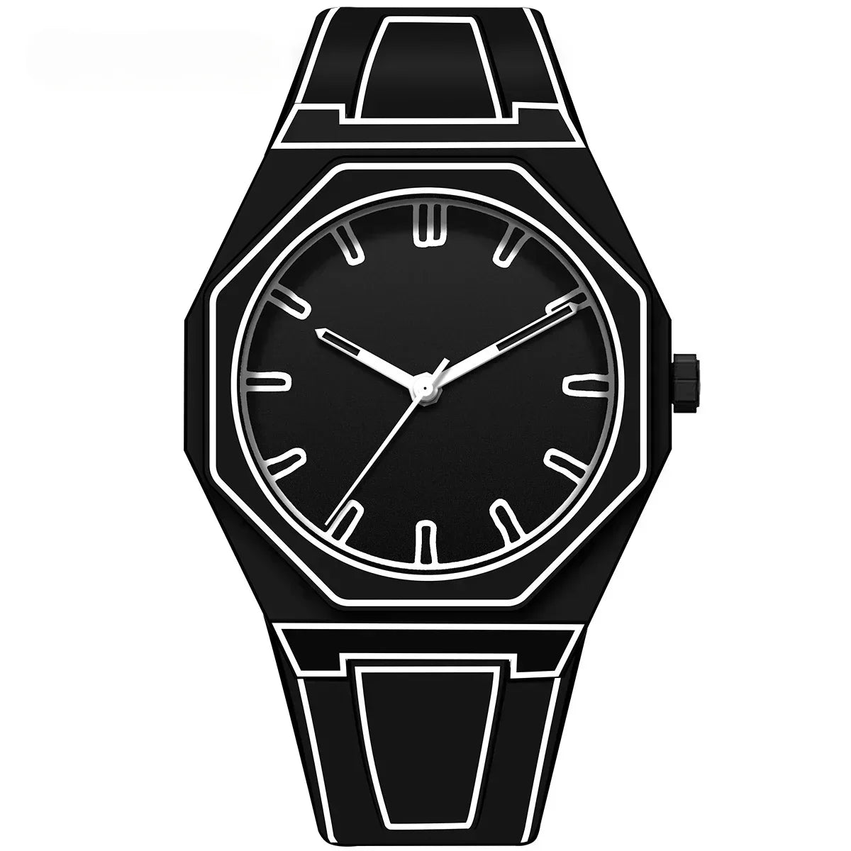 Sleek Black Leather Men's Minimalist Watch