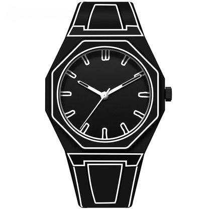 Sleek Black Leather Men's Minimalist Watch