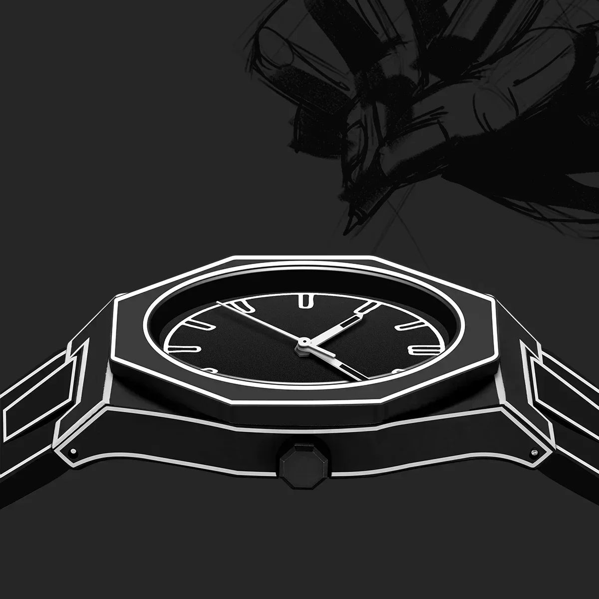 Sleek Black Leather Men's Minimalist Watch