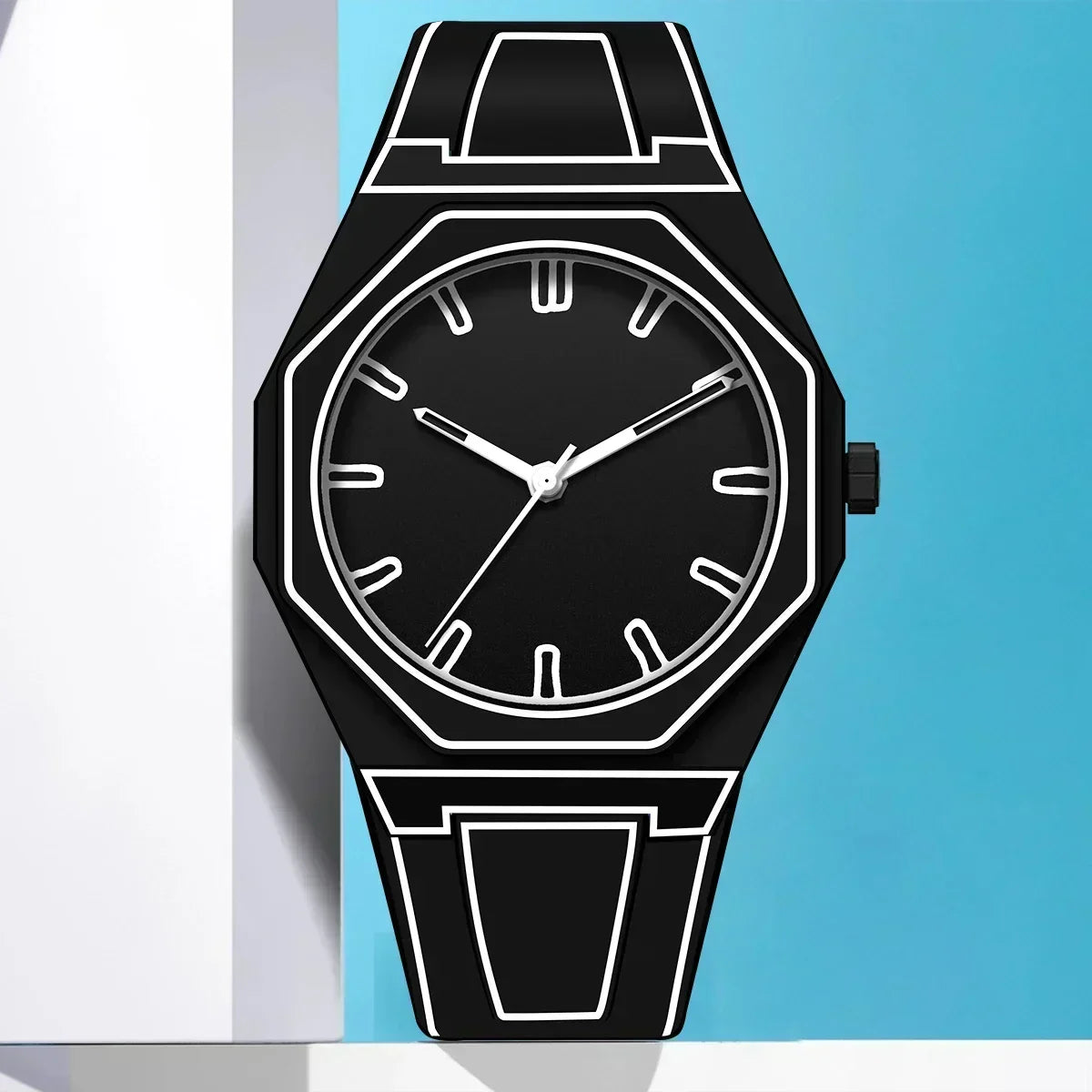Sleek Black Leather Men's Minimalist Watch