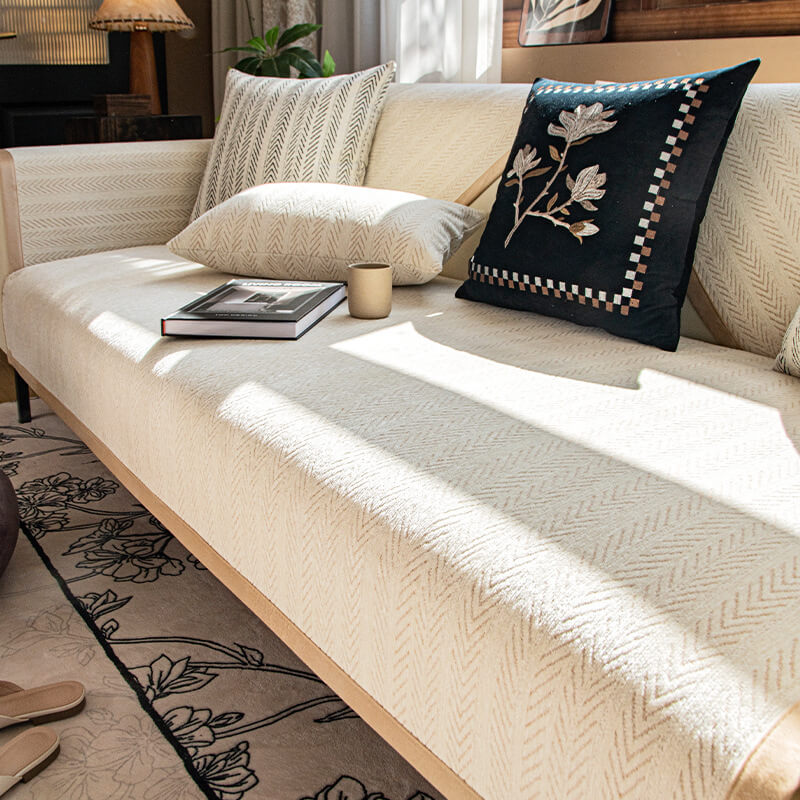 Soft Plush Fleece Scratch Resistant Sofa Slipcover