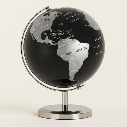  Premium world globe decor with sleek metal frame, sophisticated desktop accessory for home office