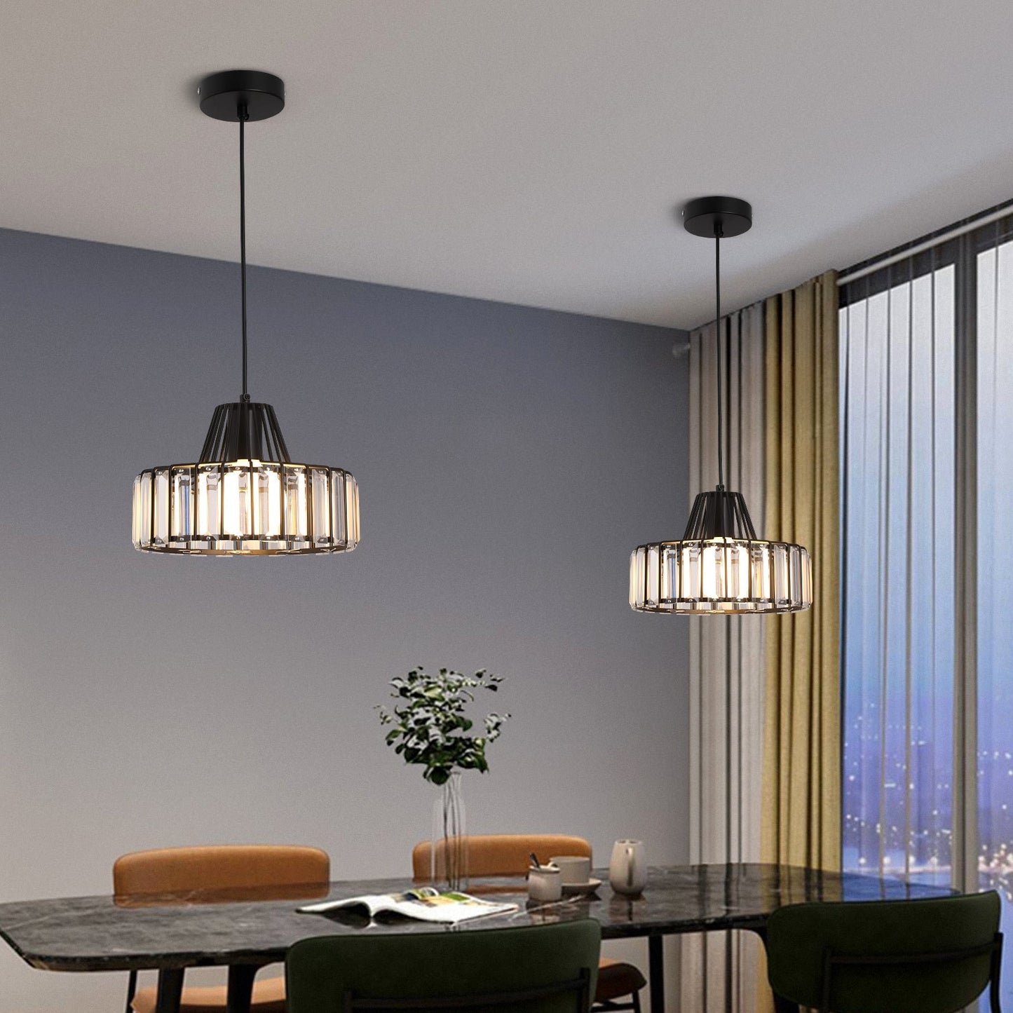Modern Black Crystal Pendant Light 5