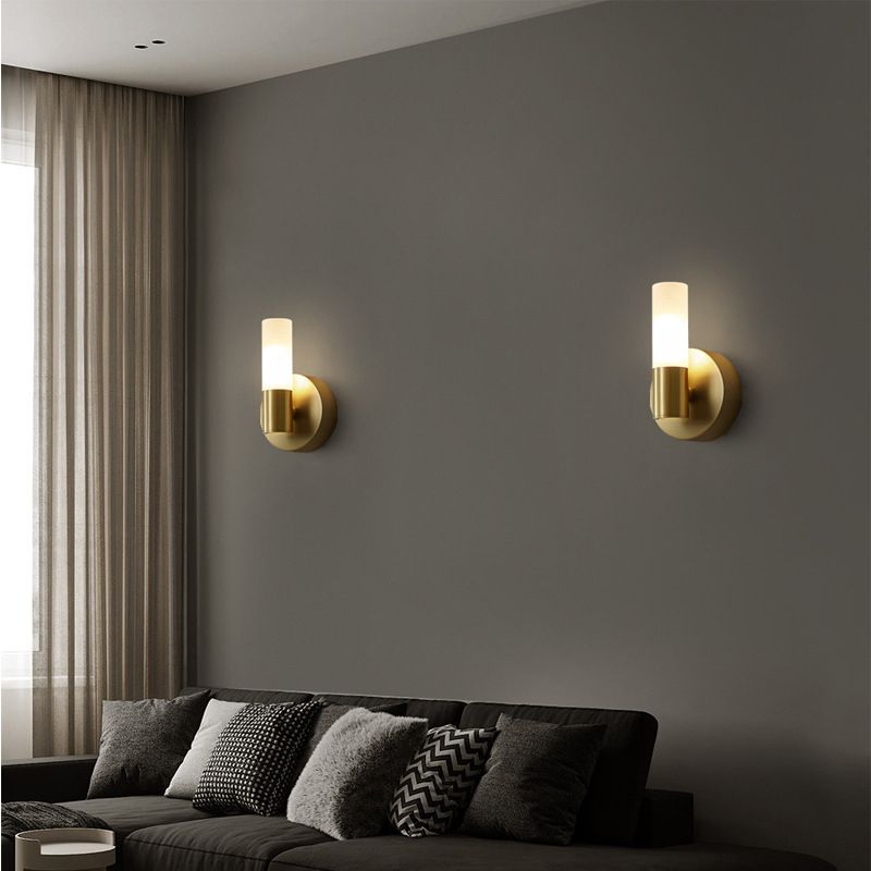 Luxury Gold LED Wall Light With Soft Glass Shade - Lusomart