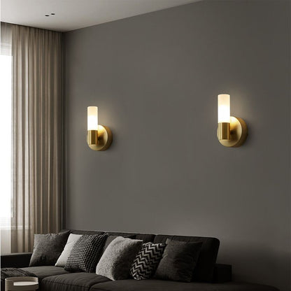 Luxury Gold LED Wall Light With Soft Glass Shade - Lusomart