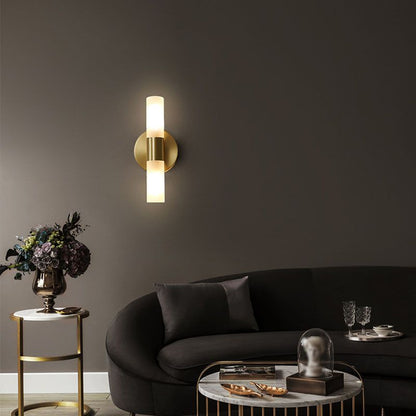 Luxury Gold LED Wall Light With Soft Glass Shade