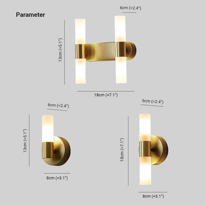Luxury Gold LED Wall Light With Soft Glass Shade