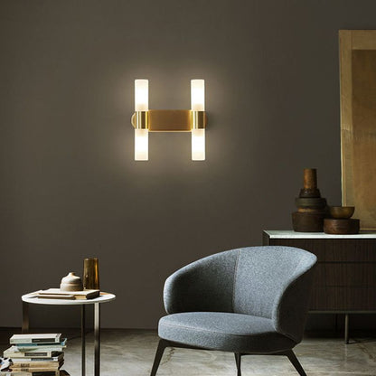 Luxury Gold LED Wall Light With Soft Glass Shade