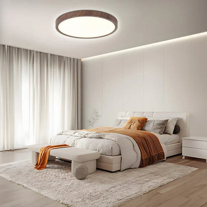 Slim Wooden Round Ceiling Lamp For Living Room
